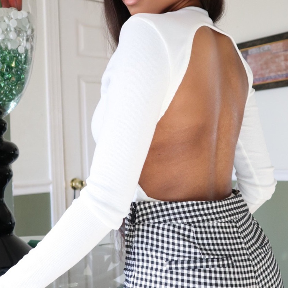 Open back ribbed bodysuit